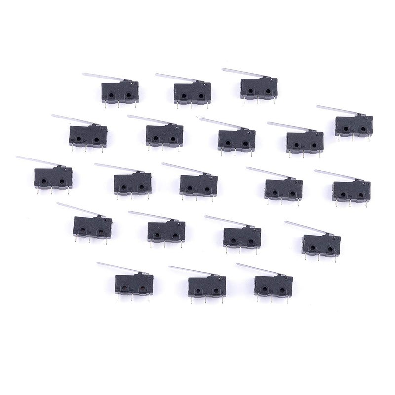 Cylewet 20Pcs AC 5A/125V 3A/250V Long Straight Hinge Lever Arm Micro Limit Switch SPDT 3 Pins for Arduino (Pack of 20) CYT1110 - Image 3